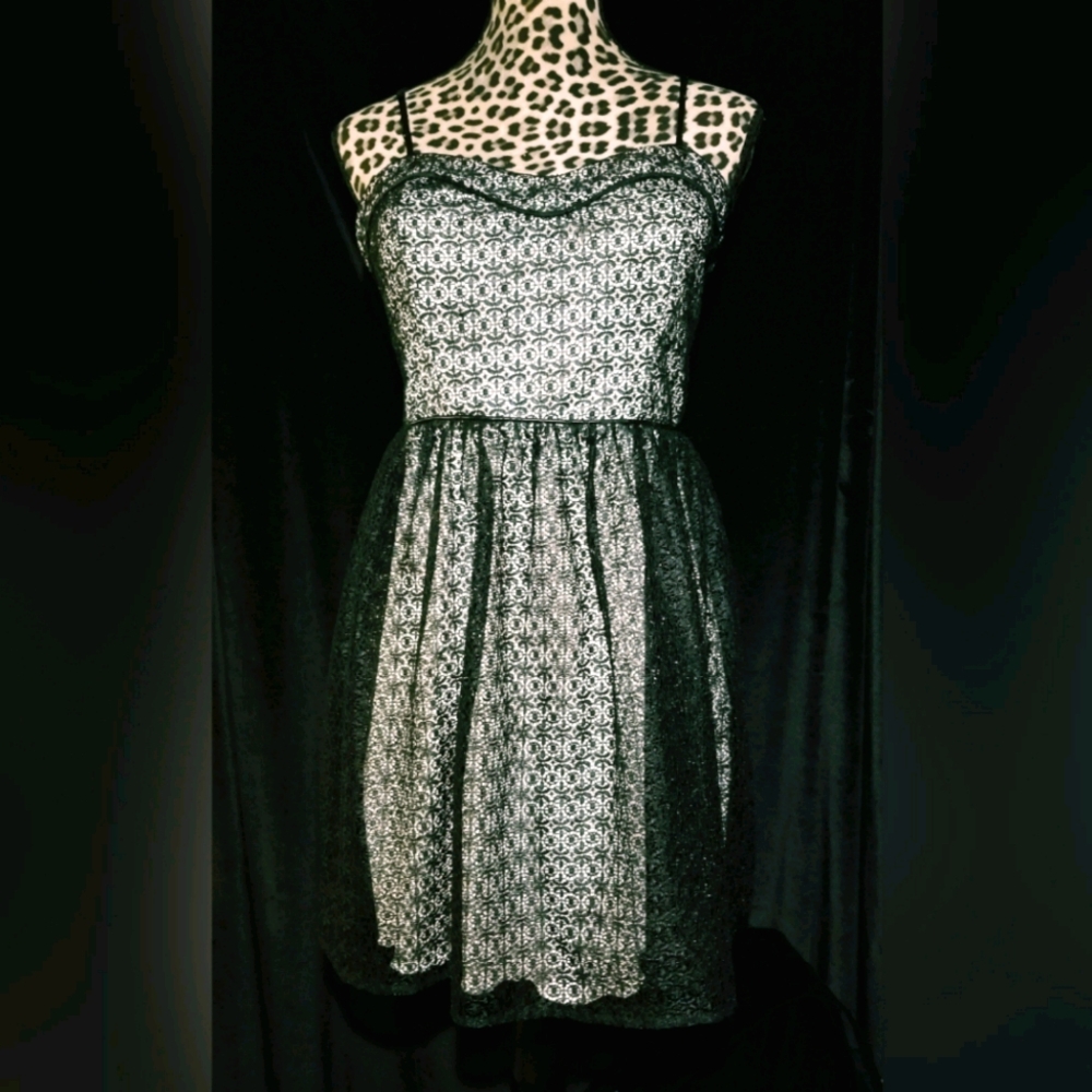 City Studio Lace Black and White Dress Size 11